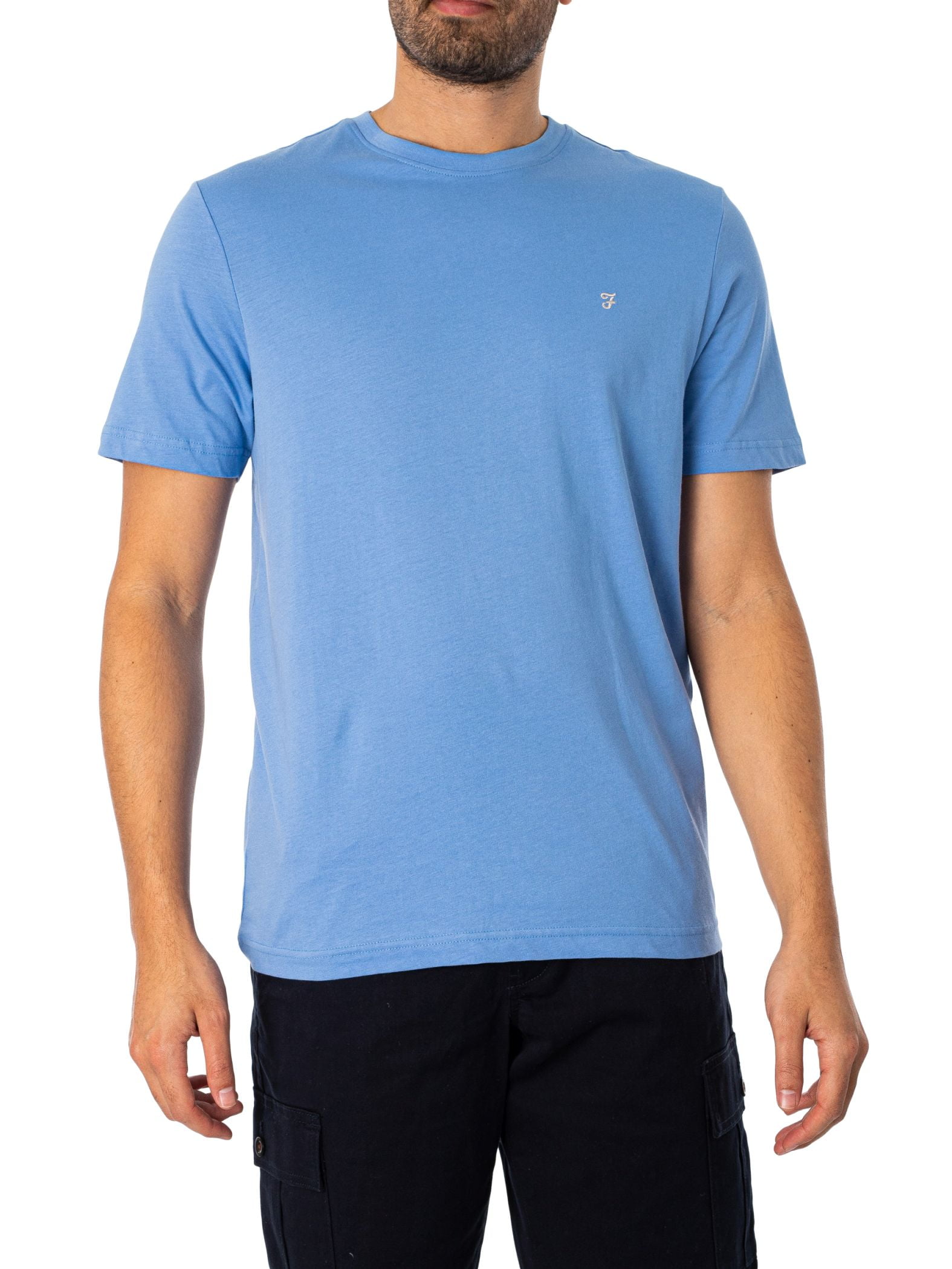 Farah T-Shirt Eddie Tee Uomo - Maglietta In Puro Cotone Biologico Con Logo Ricamato - Lavabile In Lavatrice - Colore Classico