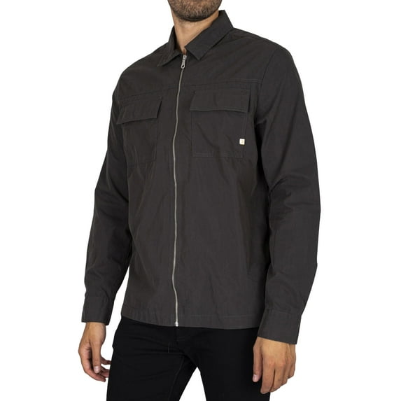 Farah Goto Longsleeved Zip Overshirt, Black