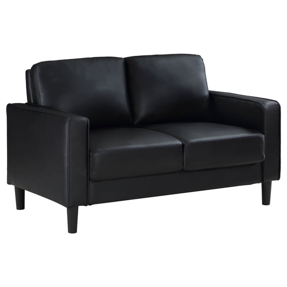 Farallone Black Upholstered Track Arm Loveseat