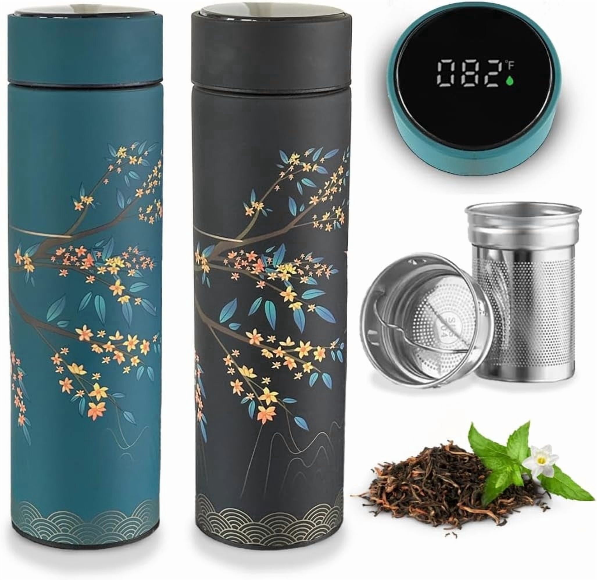Farasi Smart Tea Infuser Thermos Set of Two Fahrenheit Display Lid ...