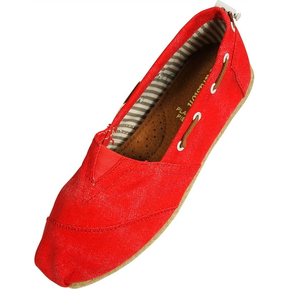 Farasion - Ladies Canvas Slip-On Loafer 33679-5.5B(M)US red