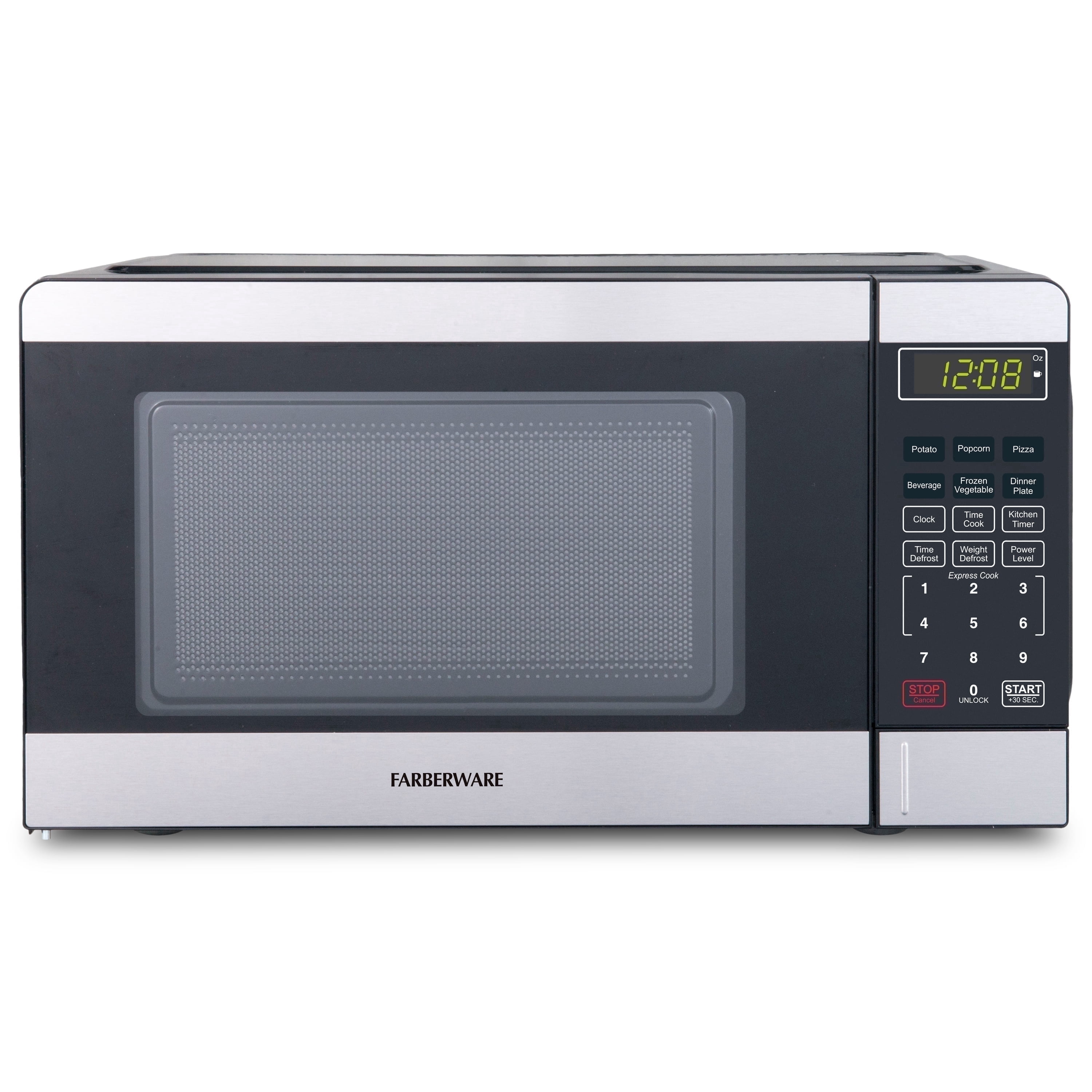 Farberware 0.7 cu ft Microwave Oven, 700W Compact Microwave Oven with Smart Sensor, Stainless Steel