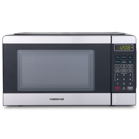 Farberware 0.7 cu ft Microwave Oven, 700W Compact Microwave Oven with Smart Sensor, Stainless Steel