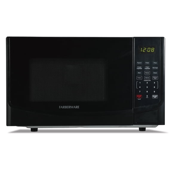 Farberware 0.9 Cu. Ft. Black Microwave Oven, 900W with LED Display, 10 Power Levels, 8 Auto-Cook Presets, Express Cooking & Defrost
