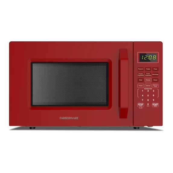 Farberware 1.1 cu ft Microwave Oven,1000W Countertop Microwave Oven with Auto Cook Menu, Red