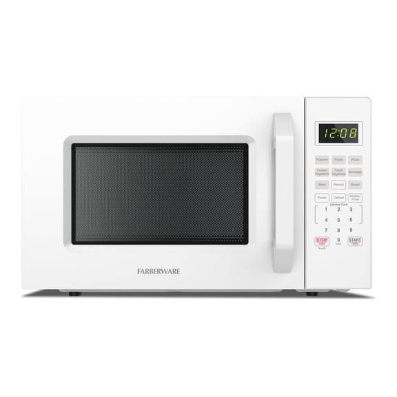 Farberware 1.1 cu ft Microwave Oven,1000W Countertop Microwave Oven with Auto Cook Menu, White