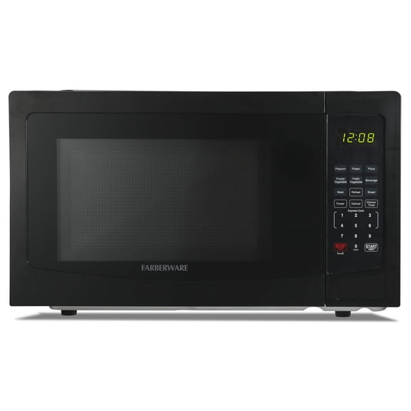 Farberware 1.1 Cu. Ft. Countertop Microwave Oven – 1000W Power, Auto Cook Settings, Defrost, and Safety Lock – Black