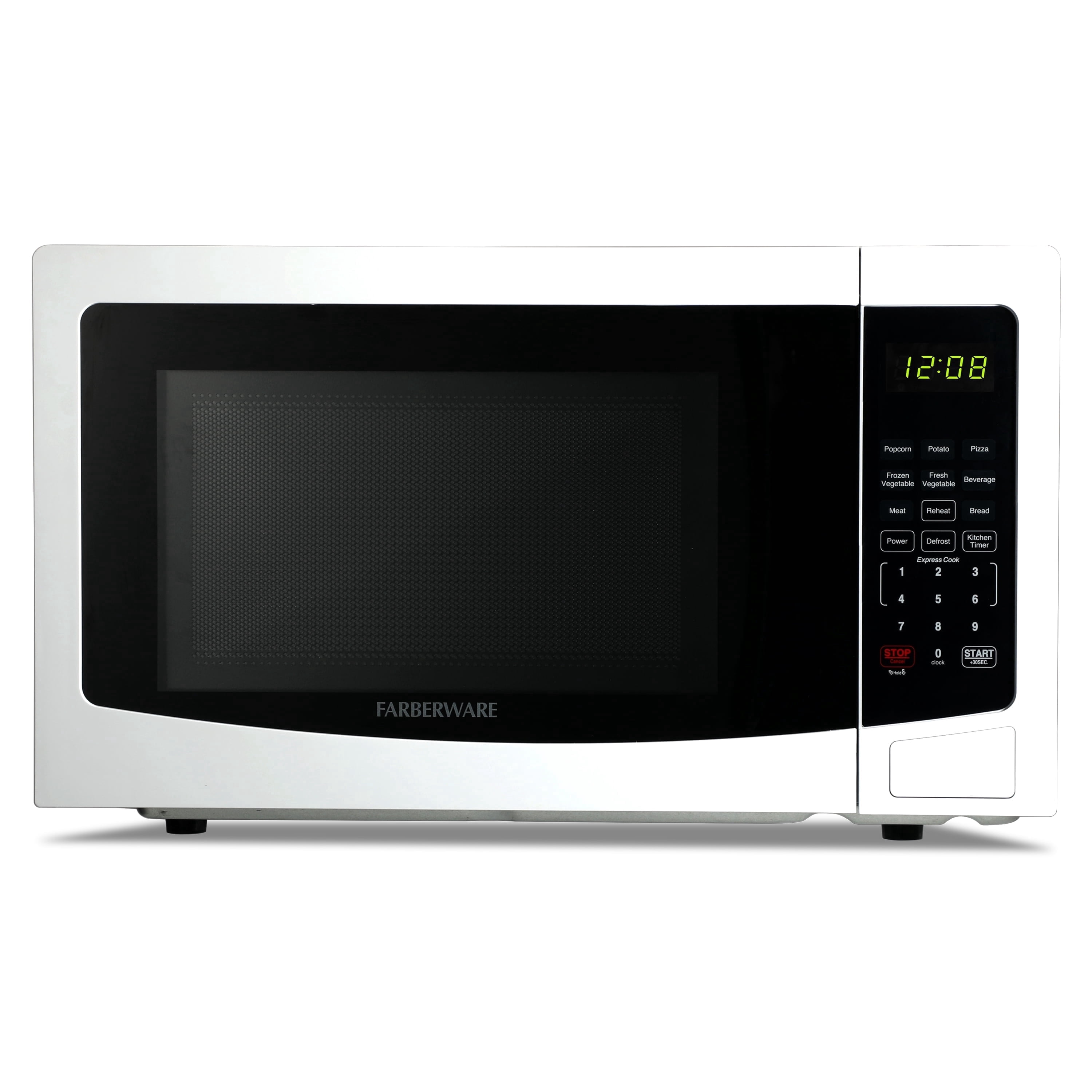 Farberware 1.1 cu ft Microwave Oven, 1000W Countertop Microwave Oven with 8 Auto Cook Programs, White