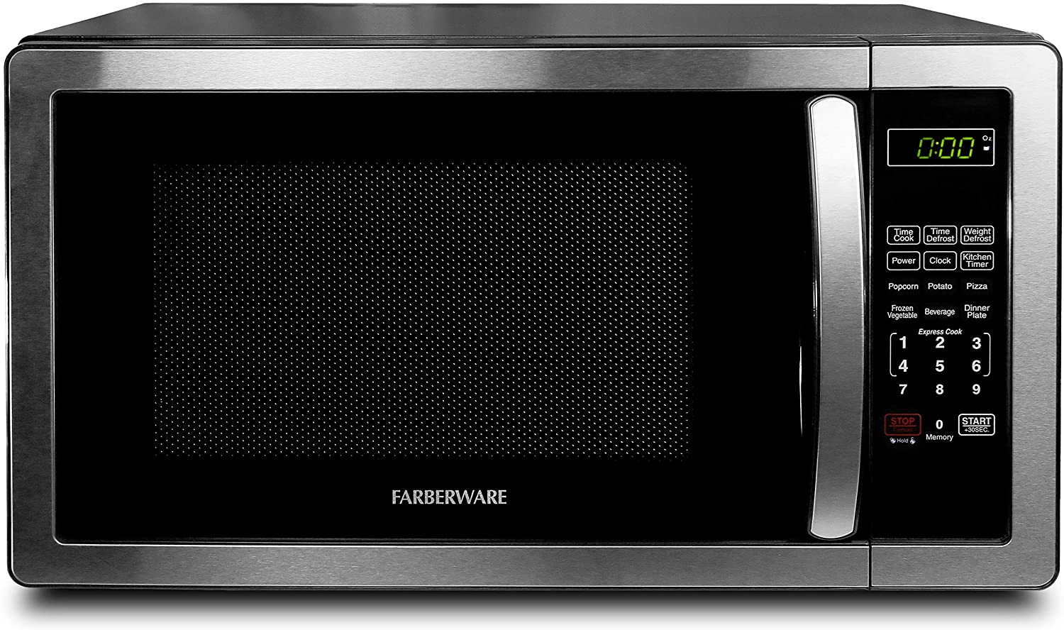 Farberware 1.1 Cu. Ft. Stainless Steel Countertop Microwave Oven With 6 Cooking Programs, LED Lighting, 1000 Watts - image 1 of 10