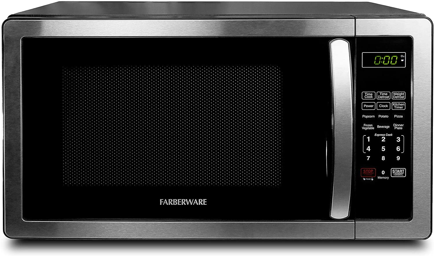 Sleek Stainless Steel 1.1 Cu Ft Countertop Microwave with Child Lock