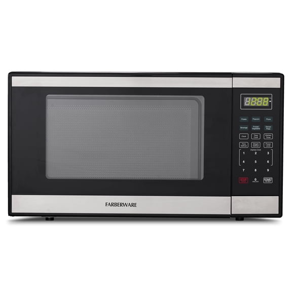 Farberware 1.3 Cu. Ft. Countertop Microwave Oven – 1000 Watts Power, Auto Cook Settings, Defrost, Easy Clean and Child Safety Lock - Stainless