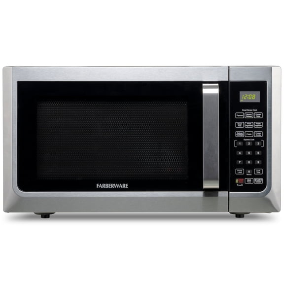 Farberware 1.3 cu ft Microwave Oven, 1100W Countertop Microwave Oven with Smart Sensor, Stainless Steel