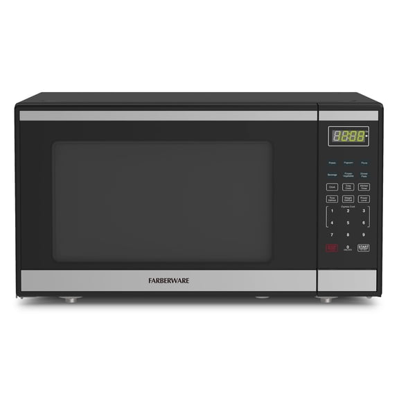 Farberware 1.6 Cu. Ft. Countertop Microwave Oven  1100 Watts Power, Auto Cook Settings, Defrost, Easy Clean and Child Safety Lock - Stainless