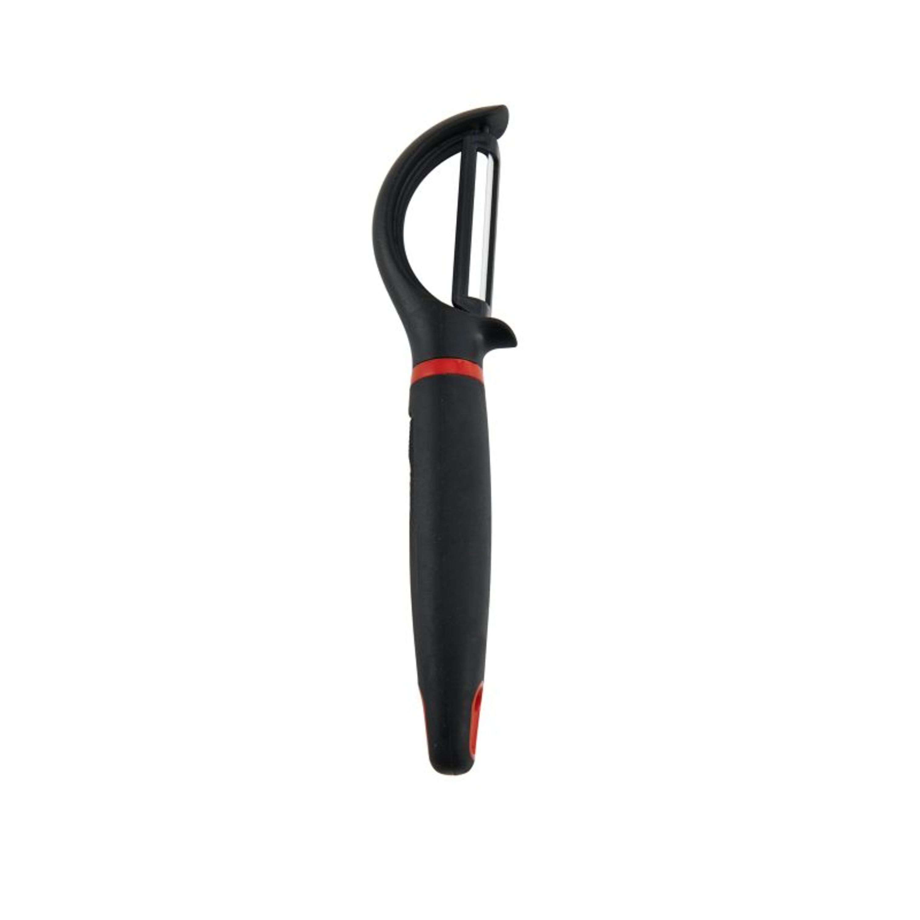 Farberware 1.6 in x 7.65 in Soft Grip Ceramic Blade Peeler Black with Red  Accents