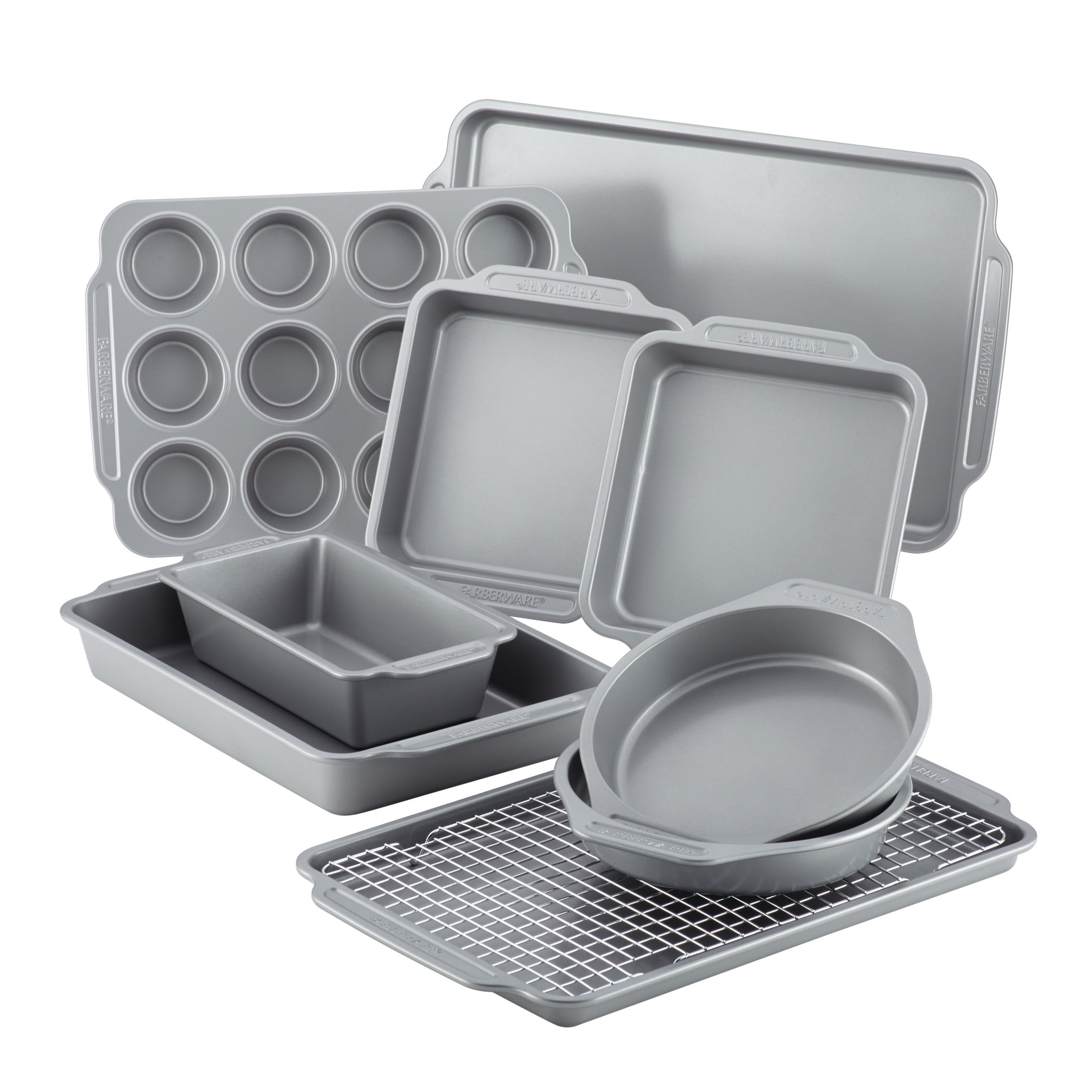 Farberware GoldenBake Bakeware Nonstick Loaf Pan Set, 2-Piece, Gray - Gray  - Yahoo Shopping