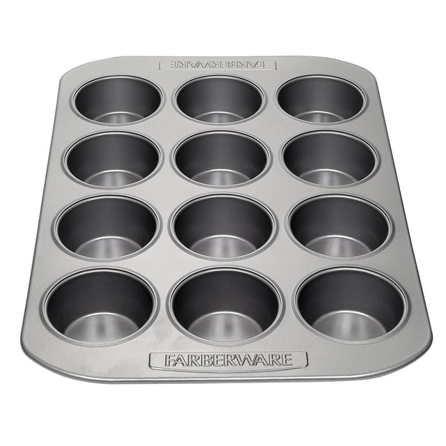 Farberware 12-Cup Bakeware Nonstick Muffin Pan,Gray