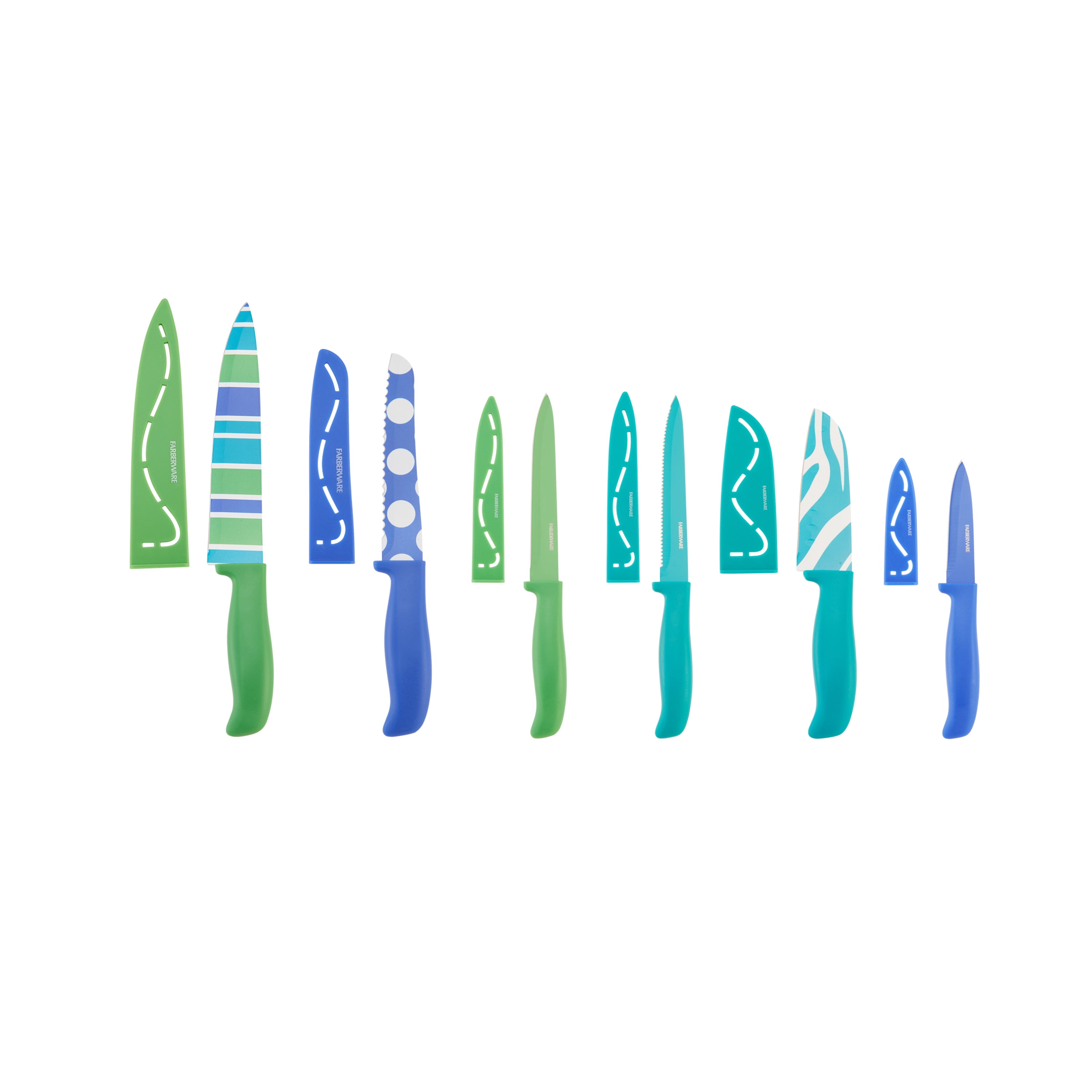 Peterson Housewares Inc. U Handle Ceramic 12 Piece Knife Block Set Color: Blue/Orange/Green CE0956010PDQ