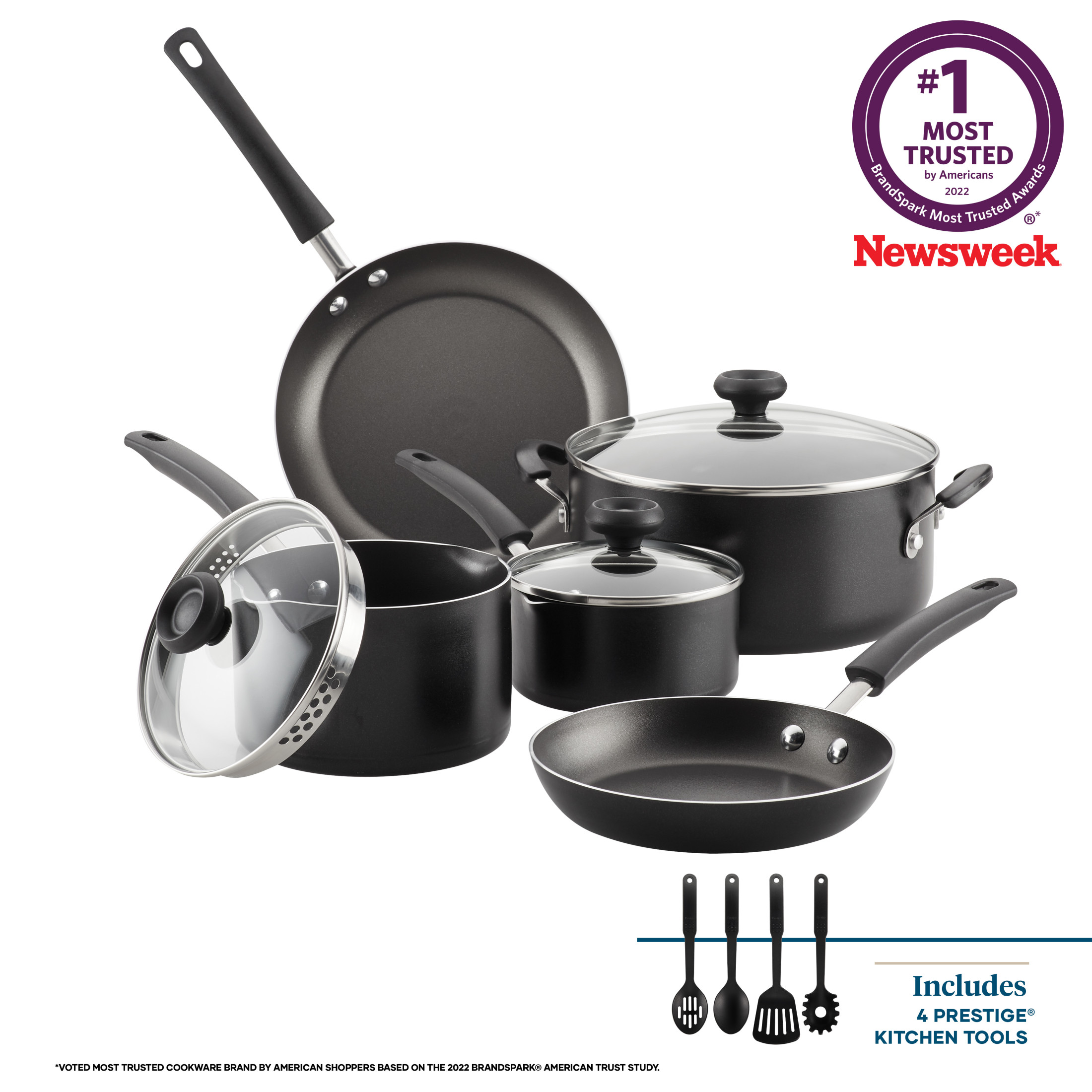Thyme & Table NonStick Pots and Pans 12Piece Cookware Set, Blue