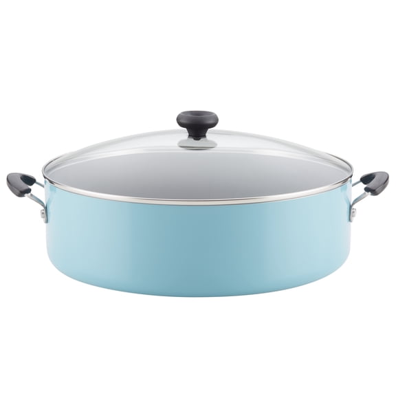 Farberware Easy Clean 14 Inch One-Pot / Stockpot / Dutch Oven Family Braising Pan with Lid, Dishwasher Safe, Aqua