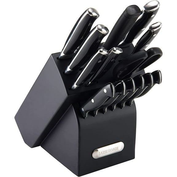 Farberware 15-piece Black Forged Triple Riveted Stainless Steel Knife Set