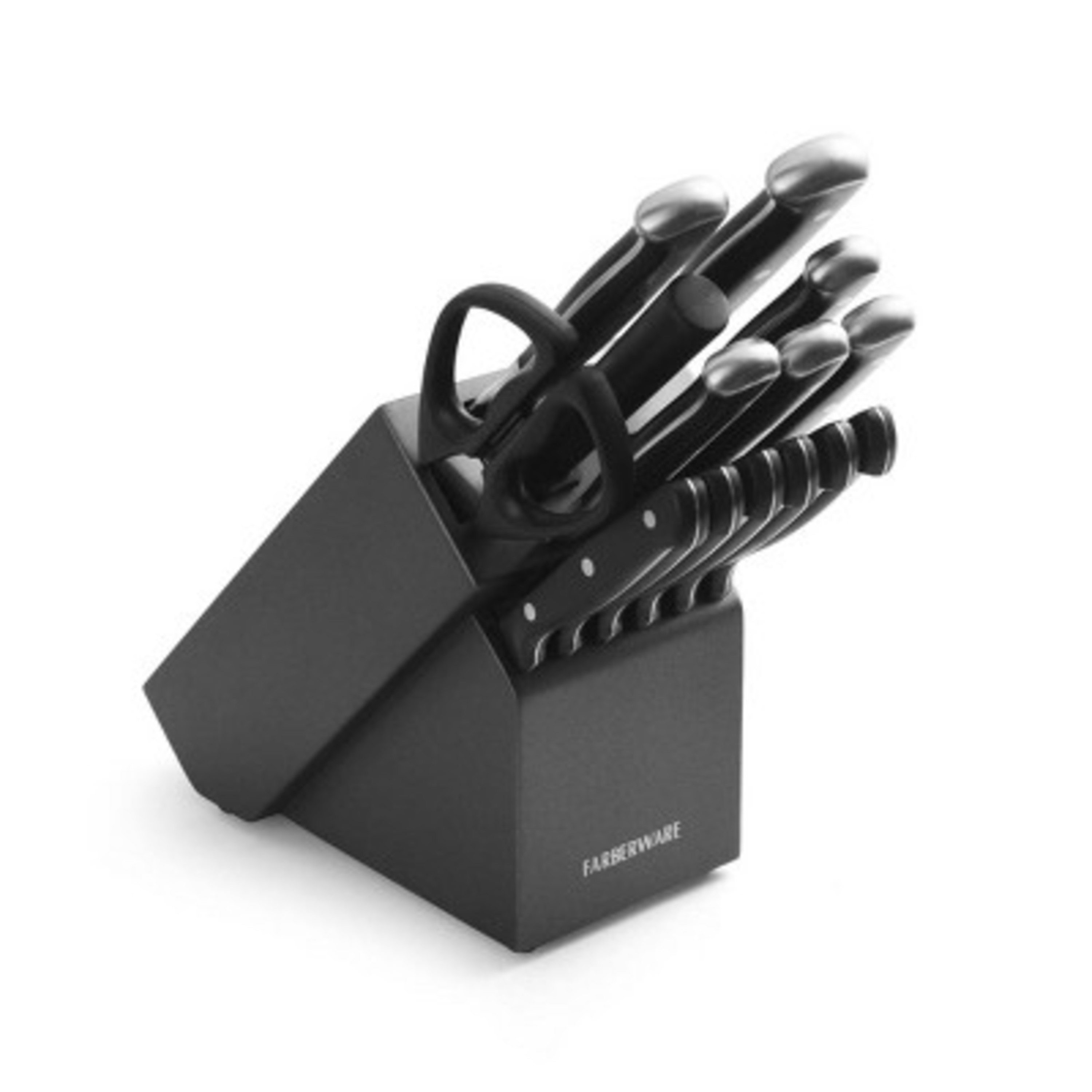 Farberware 15-piece Forged Triple-Rivet Kitchen Knife Block Set with Black Block and Black Handles - image 1 of 20