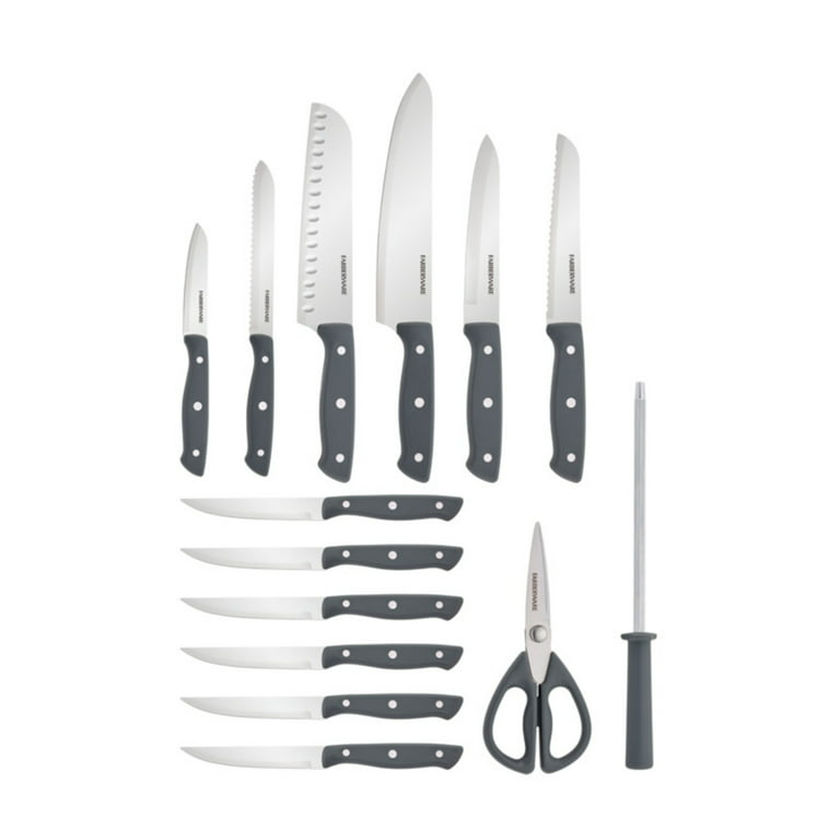 Farberware 15-piece Black Forged Triple Riveted Stainless Steel Knife Set 