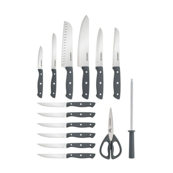 Farberware 15-Piece Triple Rivet White Wash Knife Block Set