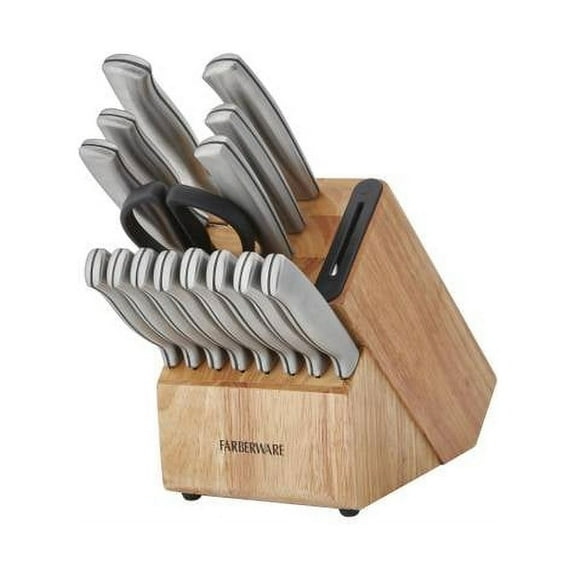 Farberware 16-Piece Edgekeeper Stainless Steel Block Set with Built in Knife Sharpener