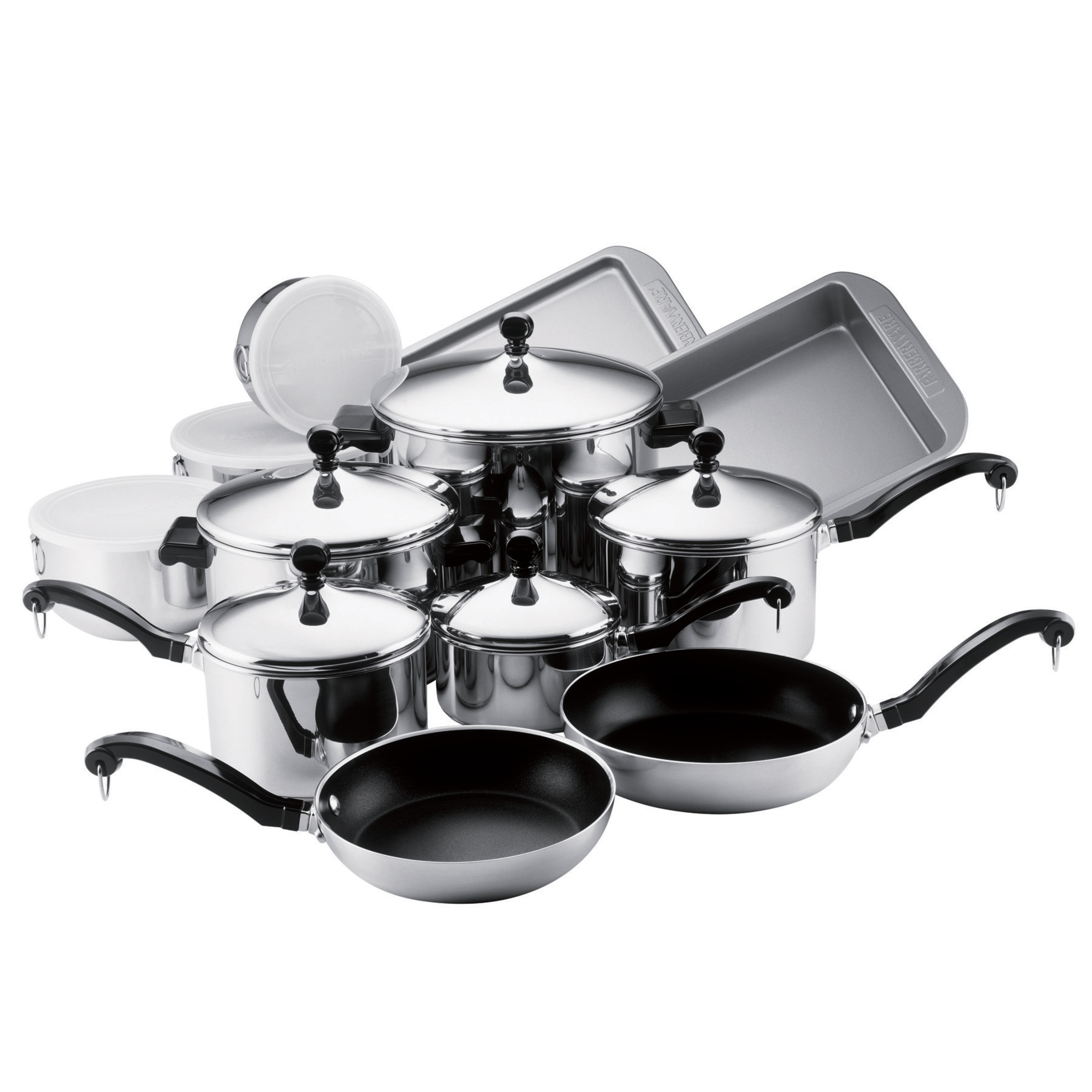 Farberware 17-Piece Classic Stainless Steel Pots and Pans Set/Cookware Set, Silver - image 1 of 12