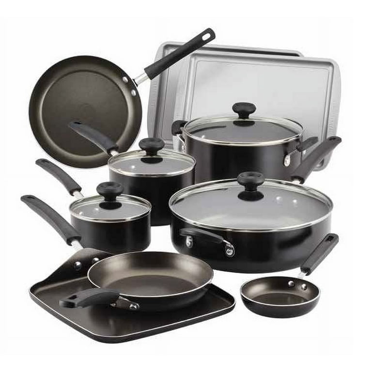Farberware 12-Piece Easy Clean Nonstick Pots and Pans/Cookware Set, Black 