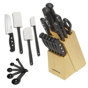 Farberware 22-Piece Never Needs Sharpening Stainless Steel Knife Set with Tool Set Black