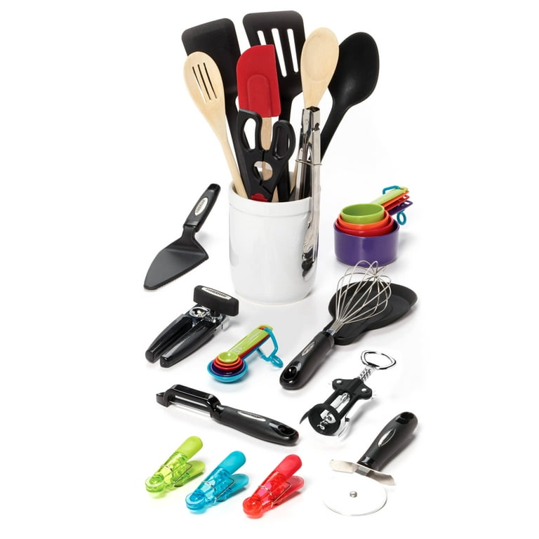 Mainstays 28-Piece Plastic Kitchen Tools and Gadgets Set, Gray