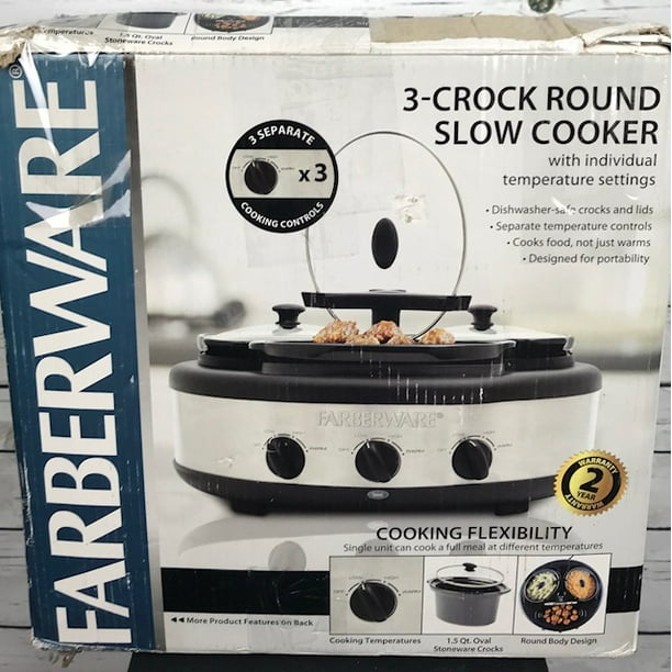 Farberware 3Crock Round 1.5 Quart Oval Stainless Steel Slowcooker