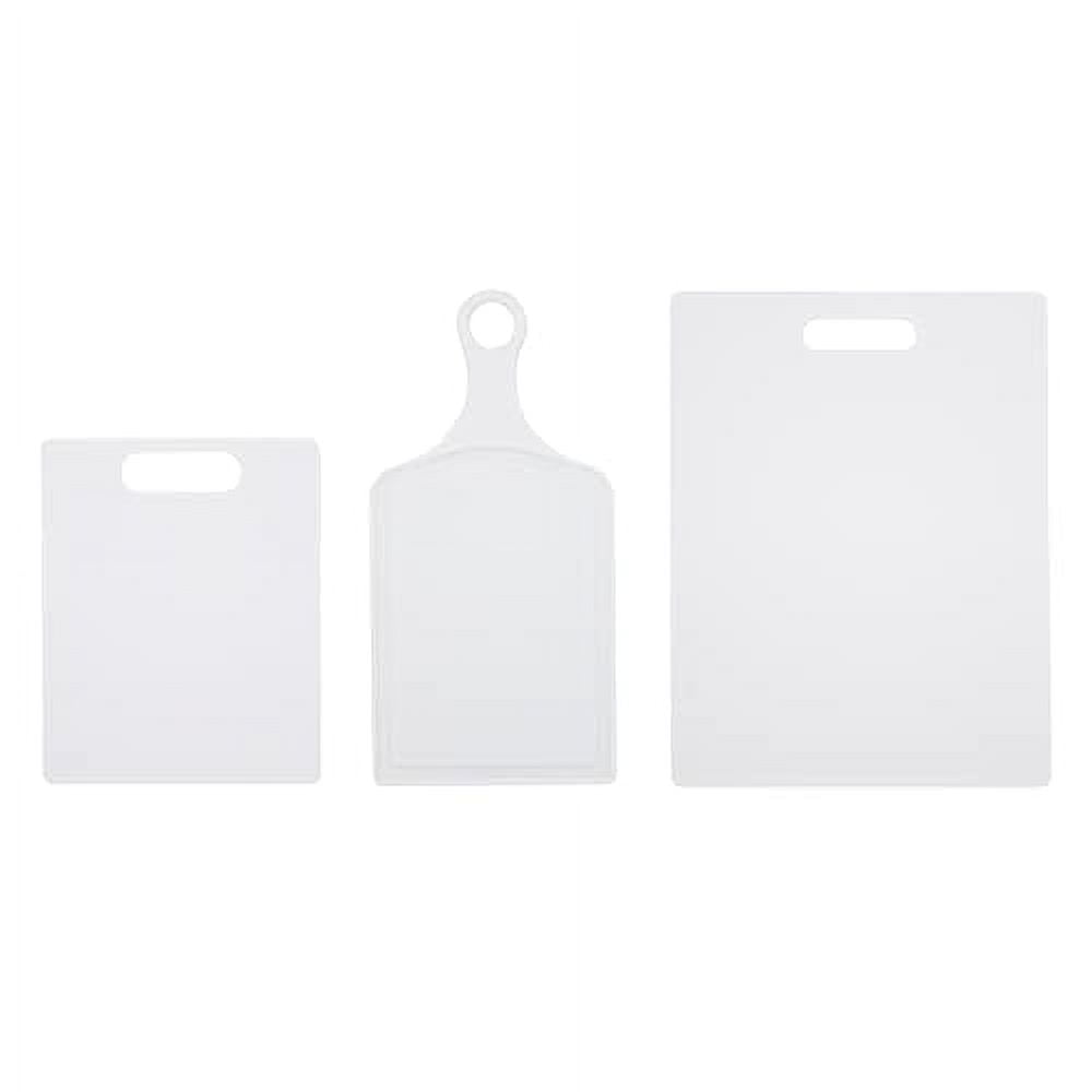 White 3-Piece Plastic Cutting Board Set with Paddle