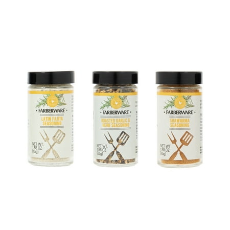 Farberware 3-piece BBQ Poultry Seasoning Spice Set, Shawarma, Latin Fajita, Roasted Garlic and Herb