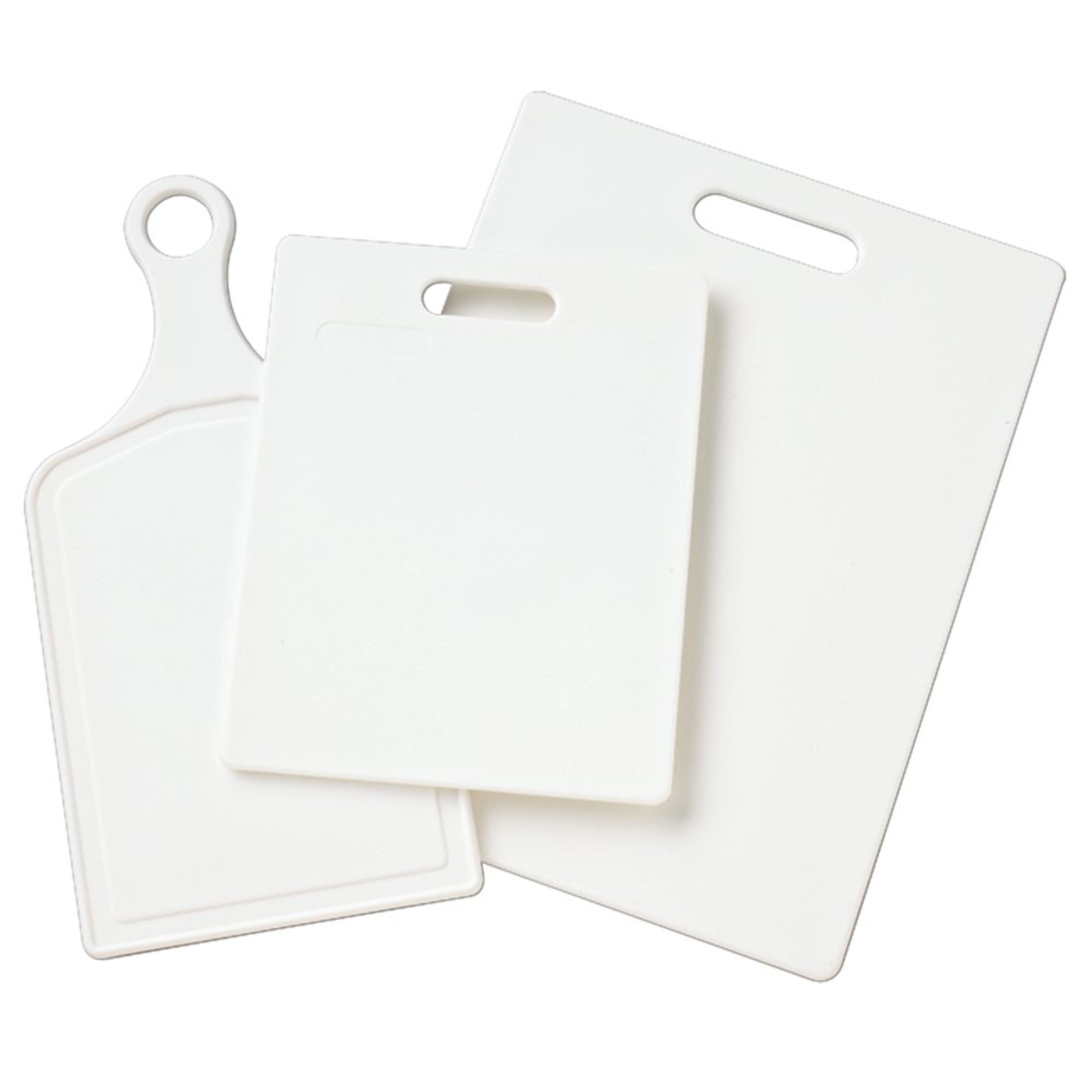 Farberware Plastic Cutting Board Set, Dishwasher- Safe Poly Chopping Board  for Kitchen with Easy Grip Handles, Set of 3, White
