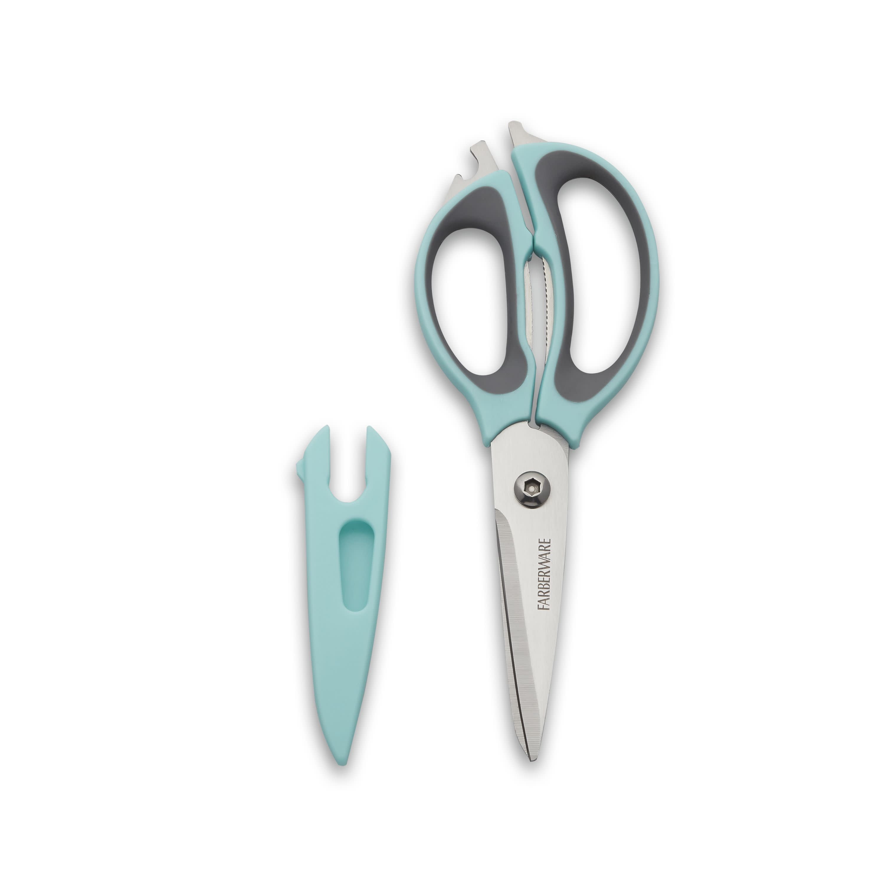 Silicone Designs Ultra Sharp Kitchen Cooking Scissors, Heavy Duty, Serrated  Stainless Steel Shears, Set of 2, Protective Cap, Dishwasher Safe