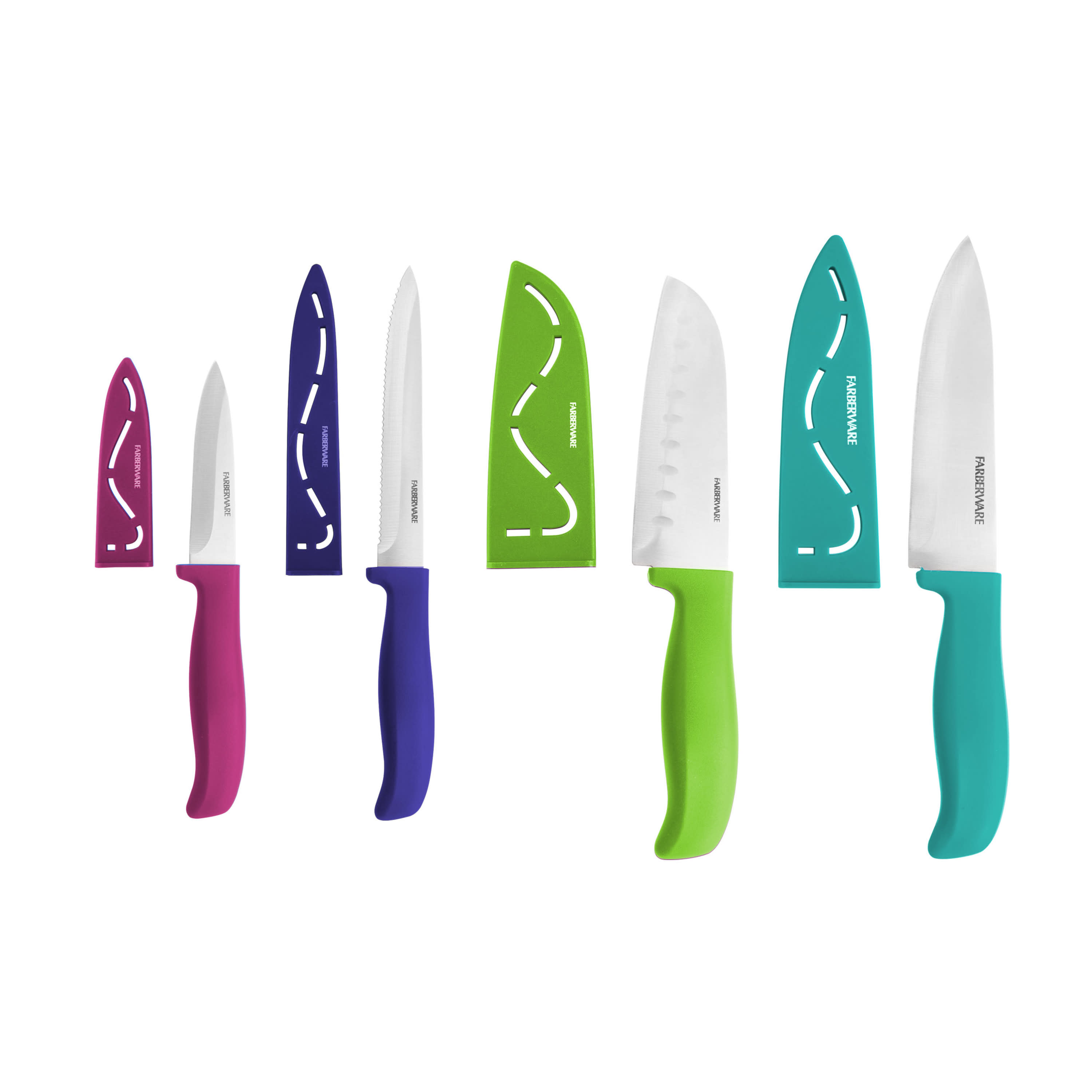 Farberware 4-piece Stamped Prep Knife Set Colored Plastic Handles - image 1 of 8