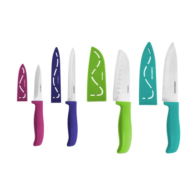 Farberware 4-piece Stamped Prep Knife Set Colored Plastic Handles