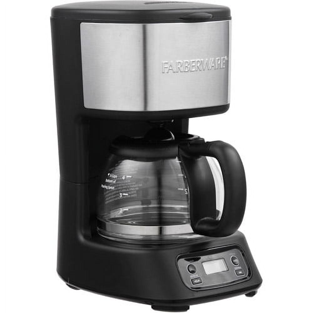 Farberware 5 Cup Programmable Black & Stainless Steel Coffee Maker - image 1 of 3