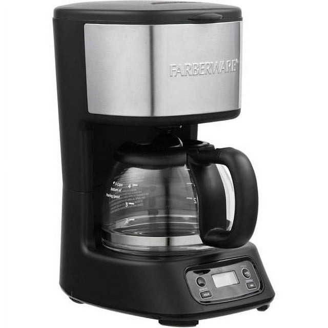 Farberware 5 Cup Programmable Black & Stainless Steel Coffee Maker