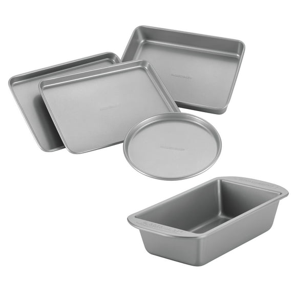 Farberware 5 Piece Nonstick Toaster Oven Bakeware Set, Gray