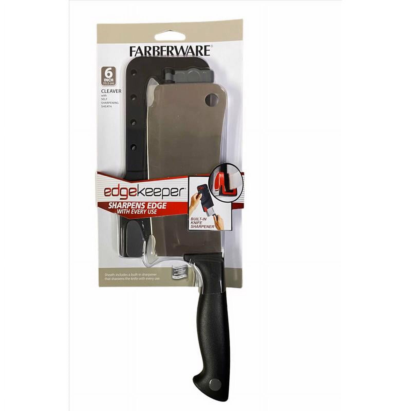 Farberware Farberware Edgekeeper Stamped Stainless Steel Cleaver with Built-In Self-Sharpening Blade Cover