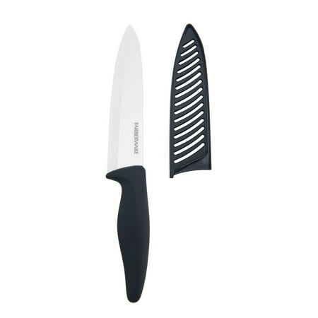 Farberware 6-inch Ceramic Chef knife with Blade Cover and Black Soft-Grip Handle