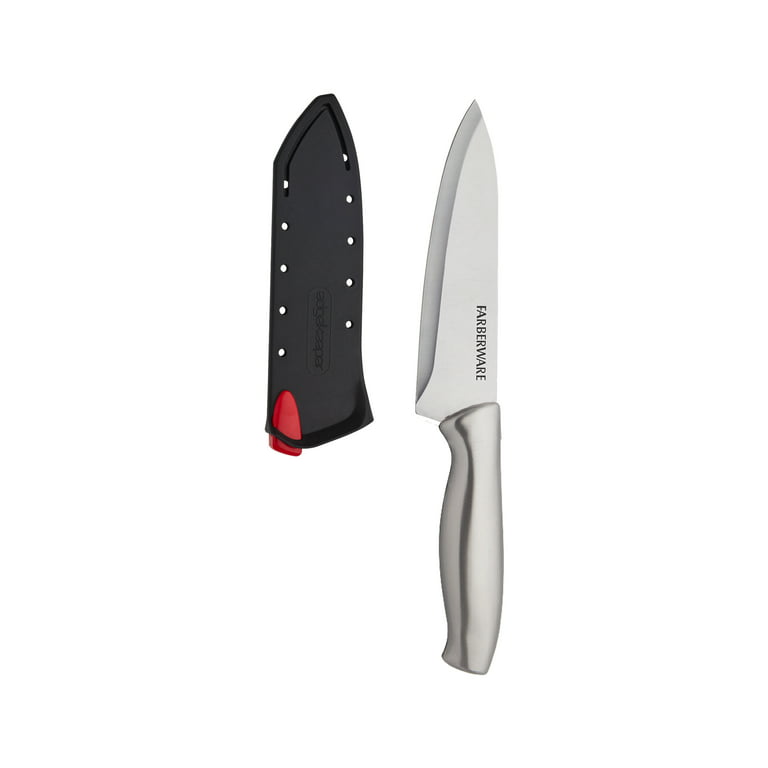 Farberware 6-inch Chef Knife with Edgekeeper Self Sharpening Sleeve,  Stamped Stainless Steel Handle