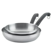 Farberware Classic Series 2 Pcs Stainless Steel Frying Pans / Skillet Set, Induction Compatible, Metal Utensil and Dishwasher Safe, 8.25 Inch and 10 Inch, Stainless Steel