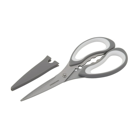 Farberware All Purpose Scissors with Blade Cover and Soft Grip Handles and Razor Sharp Blades, Gray