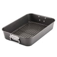 thumbnail interactive-video image 1 of Farberware Bakeware Roasting Pan with Removable Flat Rack - 10.5x15 Inches, Dishwasher Safe, Oven-Safe to 450°F, Non-Stick Finish, Gray, 1 of 12
