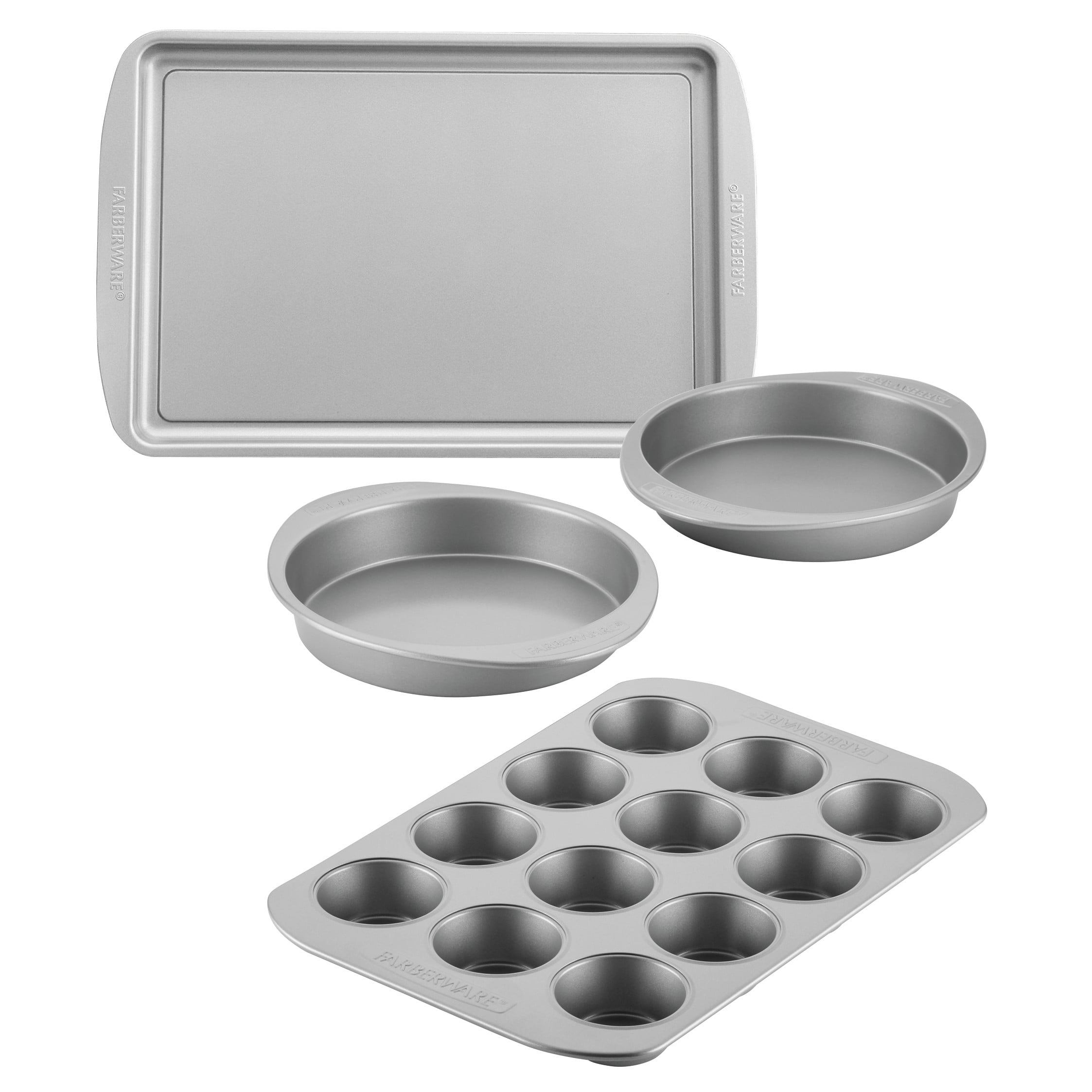 Calphalon Nonstick Bakeware Set, 10-Piece, Silver & Baking Sheets, Nonstick  Baking Pans Set for Cookies and Cakes, 12 x 17 in, Set of 2, Silver