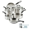 thumbnail image 1 of Farberware Brilliance 10 Pcs Stainless Steel Set with Cooking Tools and Glass Lids, Induction Compatible, Metal Utensil and Dishwasher Safe, Stainless Steel, 1 of 16